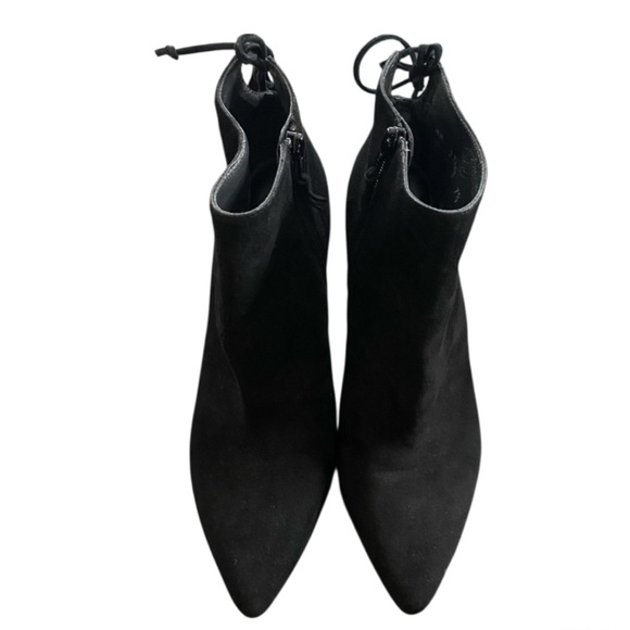 STUART WEITZMAN Lofty Suede Pointed Toe Booties BLOCK BLACK 7.5 Retro Goth - Picture 3 of 10